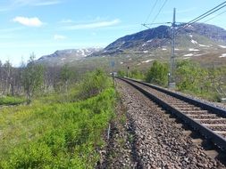 railway in mountains in Norrland, Sweden