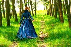 walking woman in princess dress