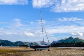 yacht at sunny beach outdoor scene