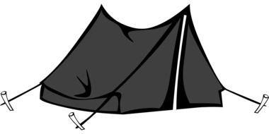 drawing black tourist tent