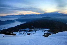 Landscape of japanese ski resort