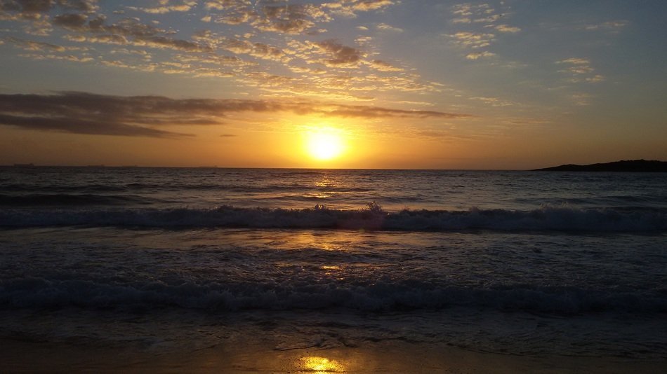 sea beach at the sunset