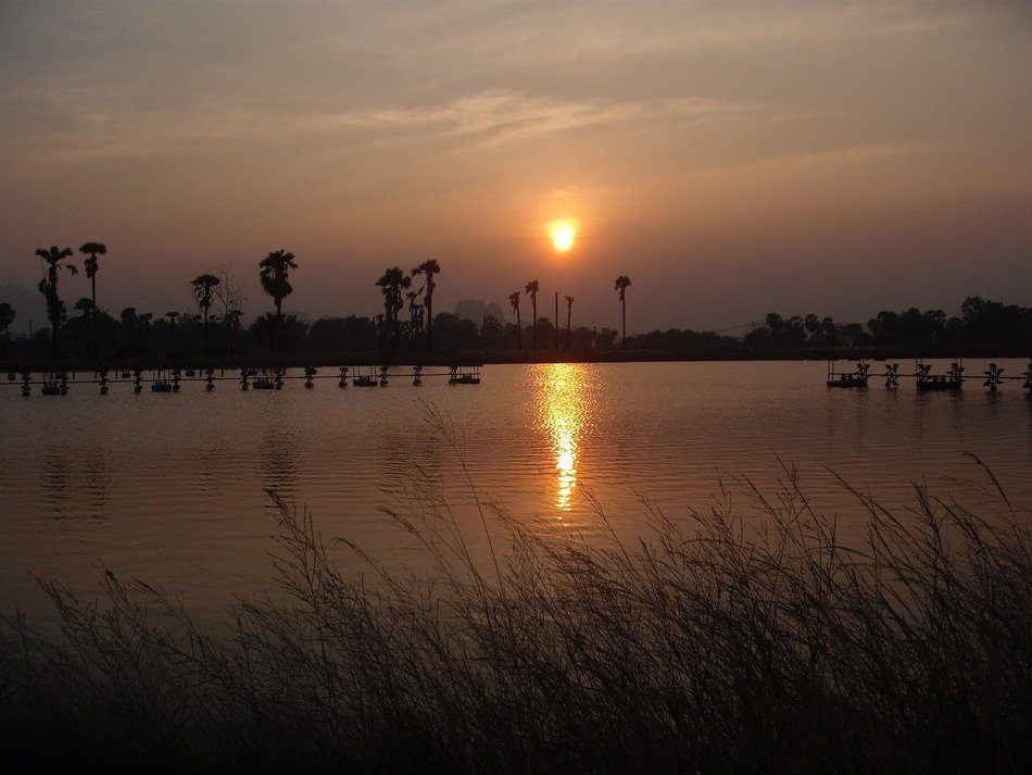 sunset over the horizon in thailand