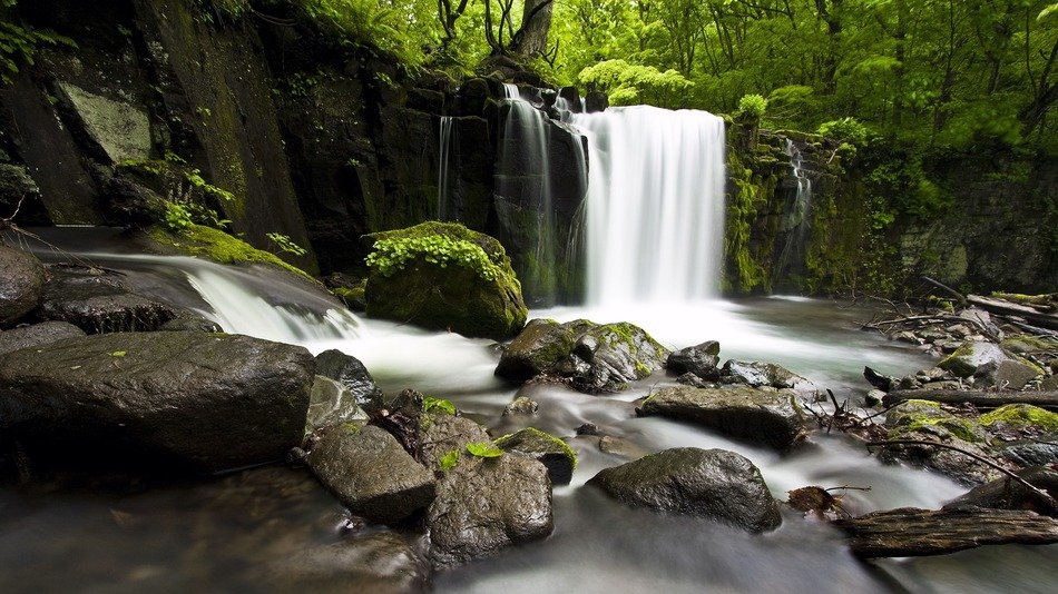 natural waterfall in the valley
