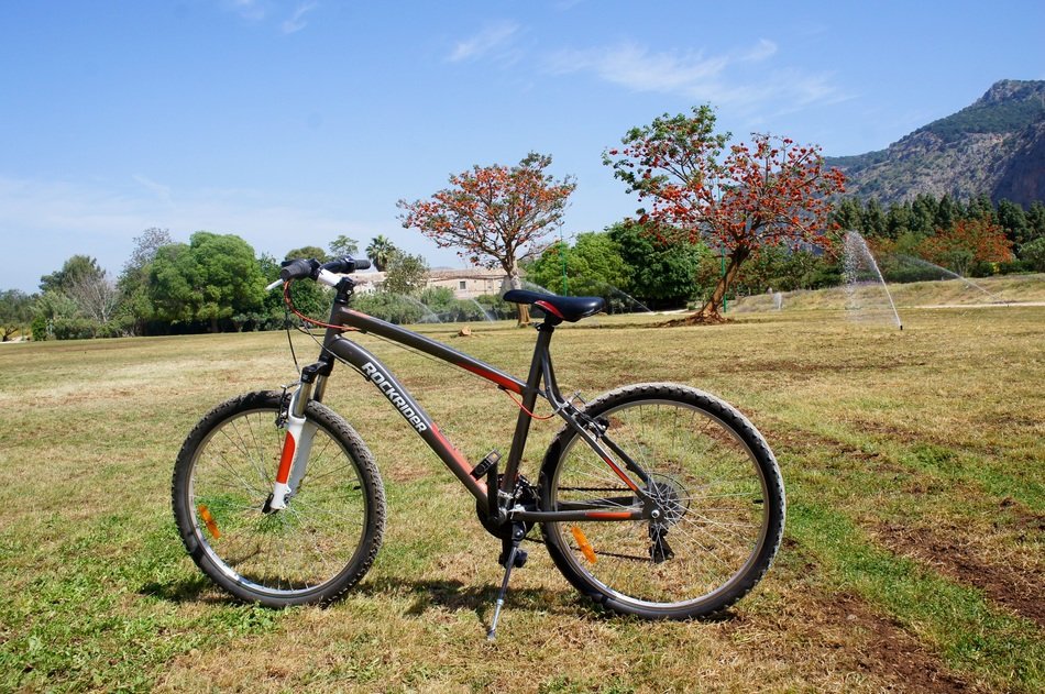 bike in a field in sicily
