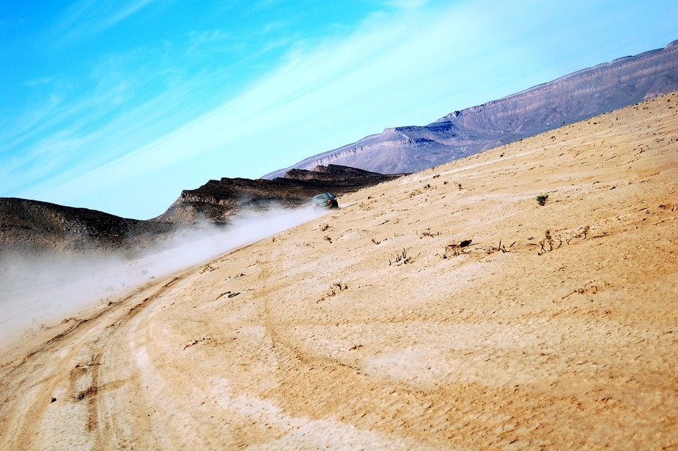 extreme sports car in the desert of Morocco