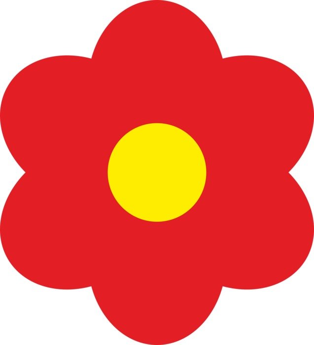 Drawing of big red flower with red centre