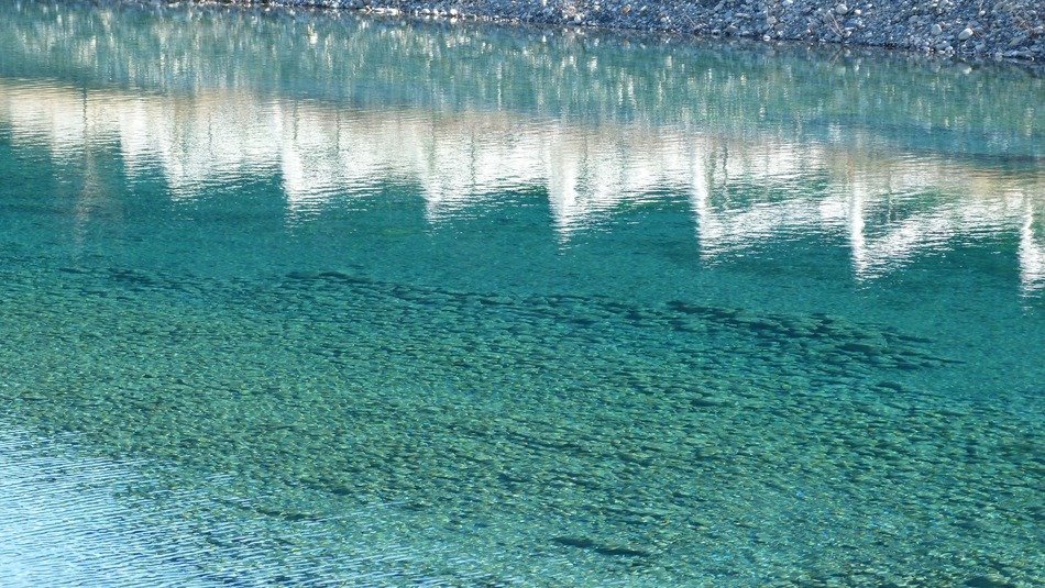 reflection in the clear water of the lake