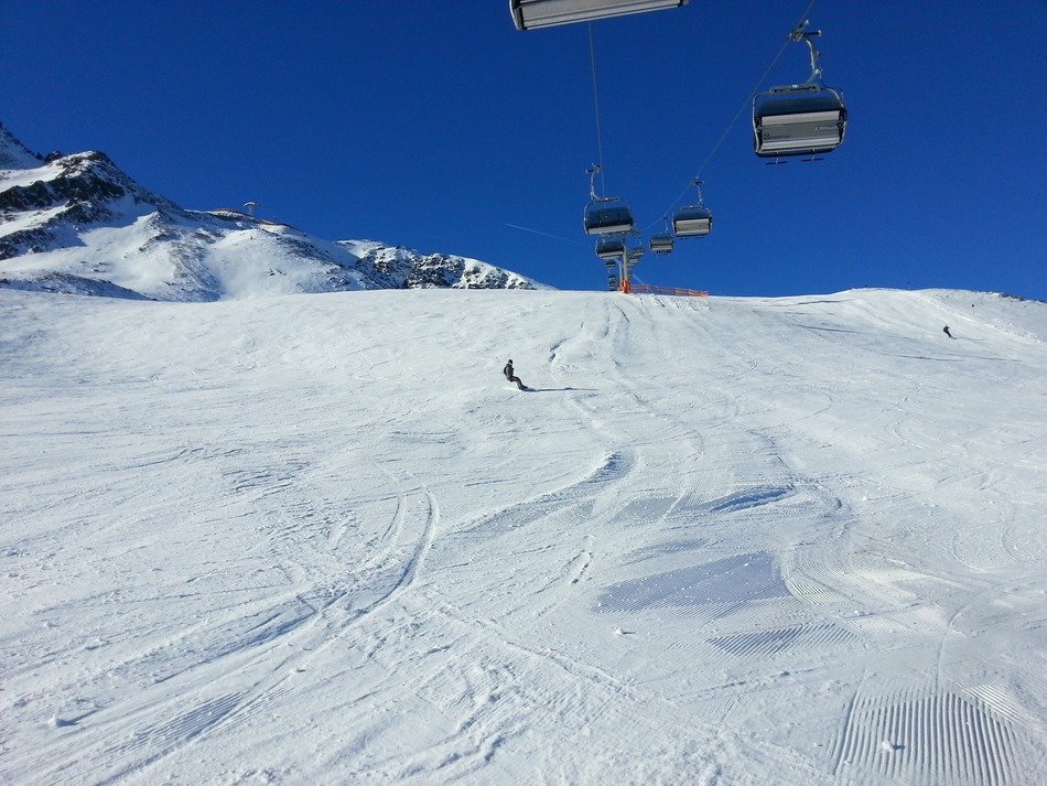 snowboarding on the snow covered mountain