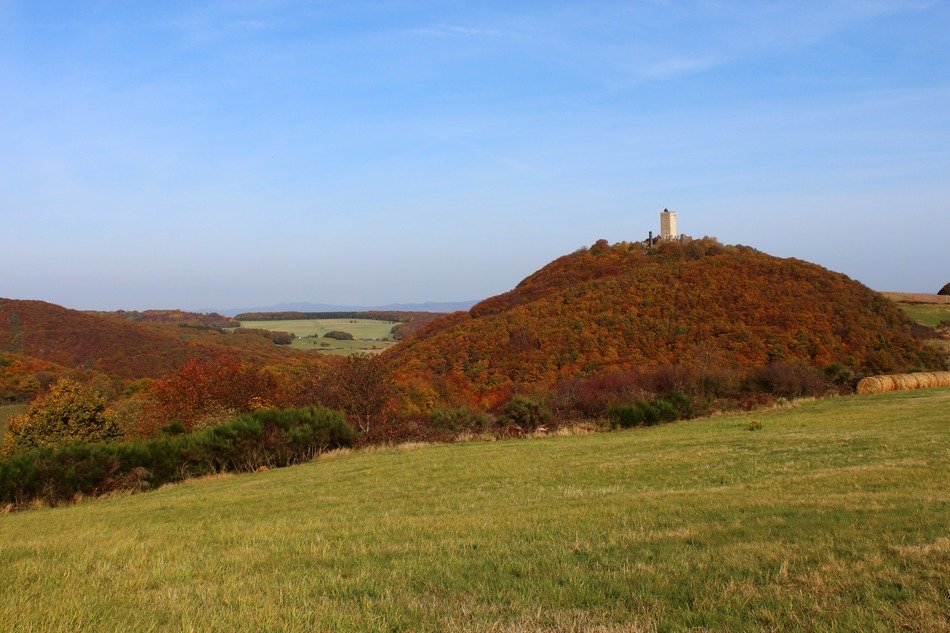 Olbruck castle on a hill in autumn