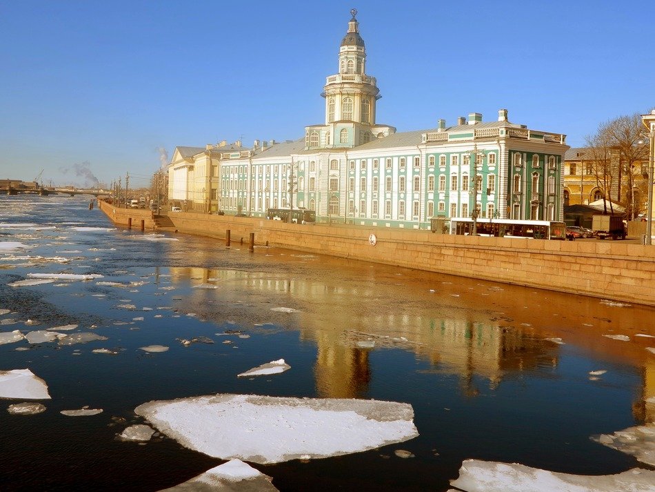 spring embankment in saint petersburg