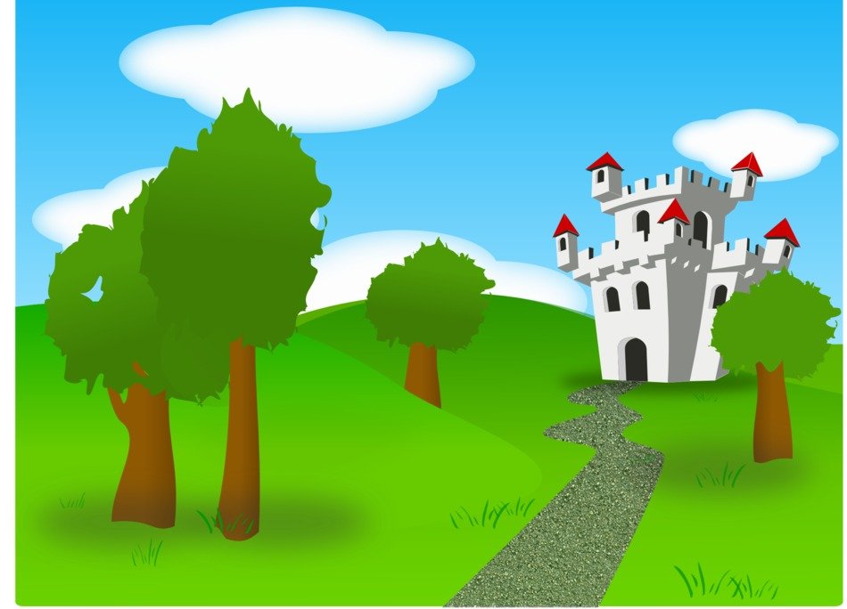 graphic image of the castle among the bright nature