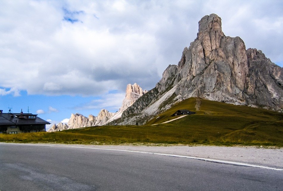 Beautiful colorful landscape of Giaupass in Dolomites