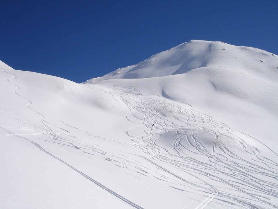 snow tracks in the Alps, Italy