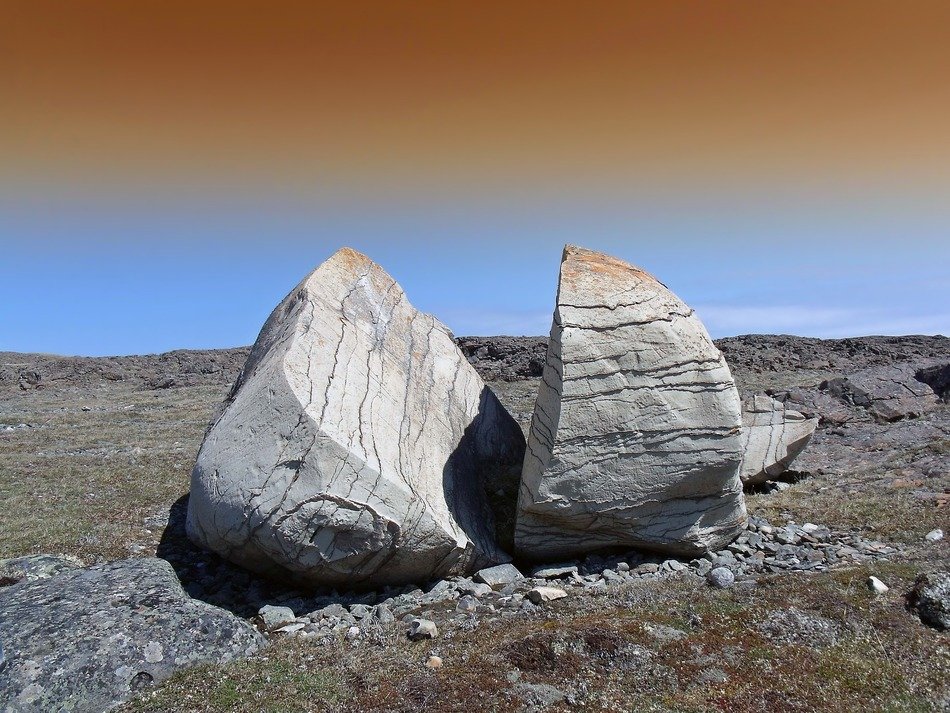 Landscape of large rocks in Canada