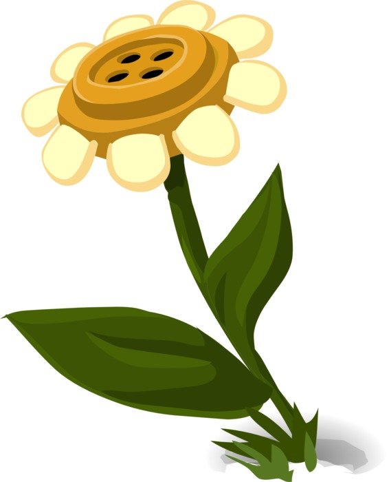 Drawing of sunflower with a big button at the center