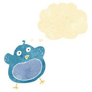 cartoon fat bird with thought bubble N5