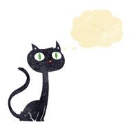 cartoon black cat with thought bubble N7