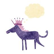 cartoon unicorn with thought bubble N6