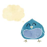 cartoon fat bird with thought bubble N6