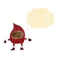 cartoon funny christmas character with thought bubble