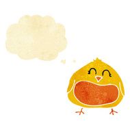 cartoon fat bird with thought bubble N8