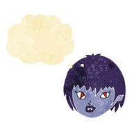 cartoon vampire girl face with thought bubble N2