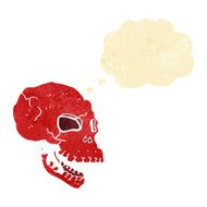 cartoon spooky skull with thought bubble N28