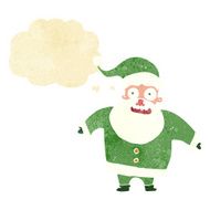 cartoon shocked santa claus with thought bubble