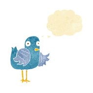 cartoon bird waving wing with thought bubble N2