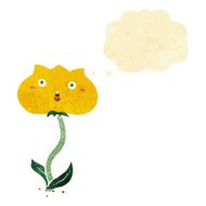 cartoon shocked flower with thought bubble