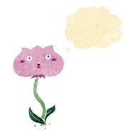 cartoon shocked flower with thought bubble N2
