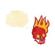cartoon flaming skull with thought bubble N3