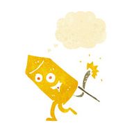 cartoon funny firework character with thought bubble