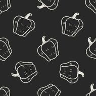 Bell pepper doodle seamless pattern background N3