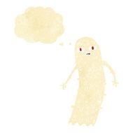 cartoon spooky ghost with thought bubble N8