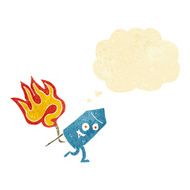 cartoon funny firework character with thought bubble N2