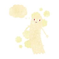 cartoon spooky ghost with thought bubble N9