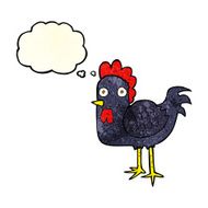 cartoon chicken with thought bubble N5