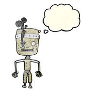 cartoon malfunctioning robot with thought bubble N2