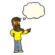 cartoon man with beard pointing thought bubble N3
