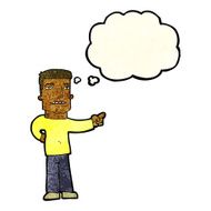 cartoon man pointing with thought bubble N41