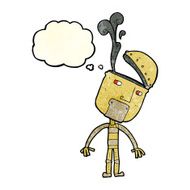 cartoon robot with open head thought bubble