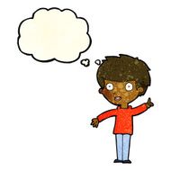 cartoon boy with idea thought bubble N22