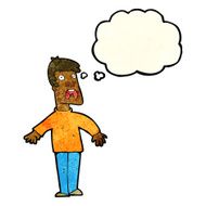 cartoon terrified man with thought bubble N46