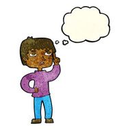 cartoon boy with question thought bubble N5