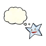 cartoon happy star character with thought bubble N5