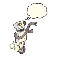 cartoon funny robot with thought bubble N14