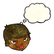 cartoon unimpressed woman with thought bubble N3
