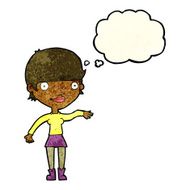 cartoon happy woman with thought bubble N53